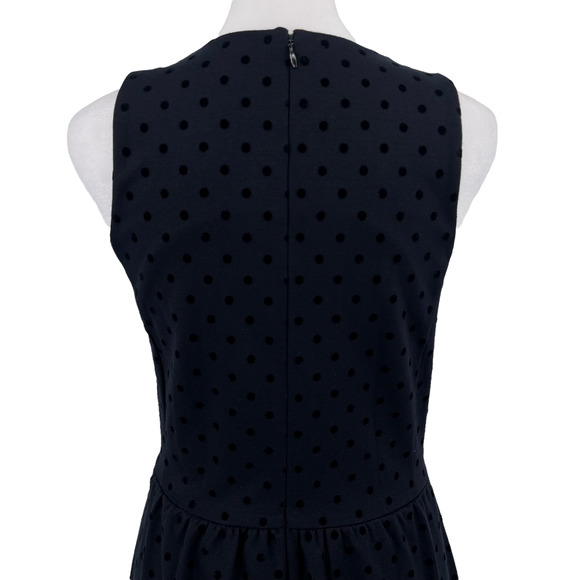 J.CREW Black Fit & Flare Ponte Knit Velvet Polka Dot Dress - Size Small EUC - Picture 4 of 13